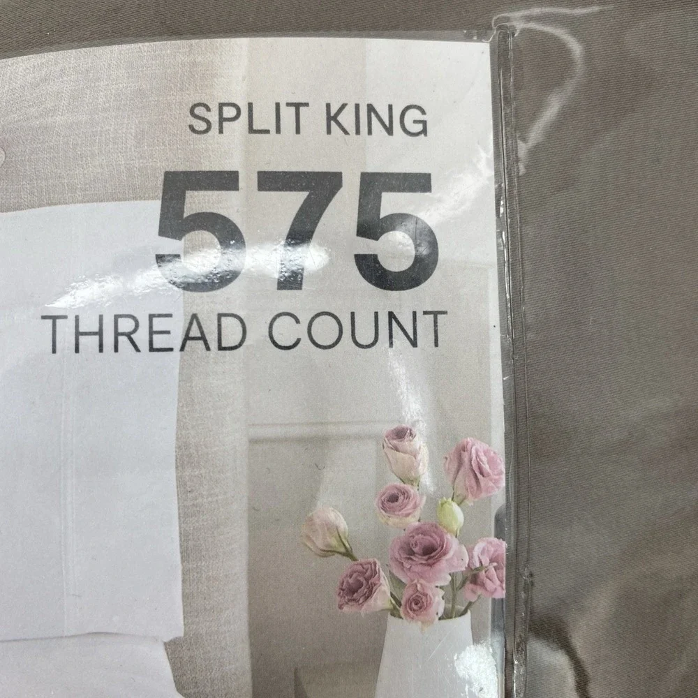Liz Claiborne Sheet Set SPLIT KING Classic Taupe 575 Thread Count Cotton Blend